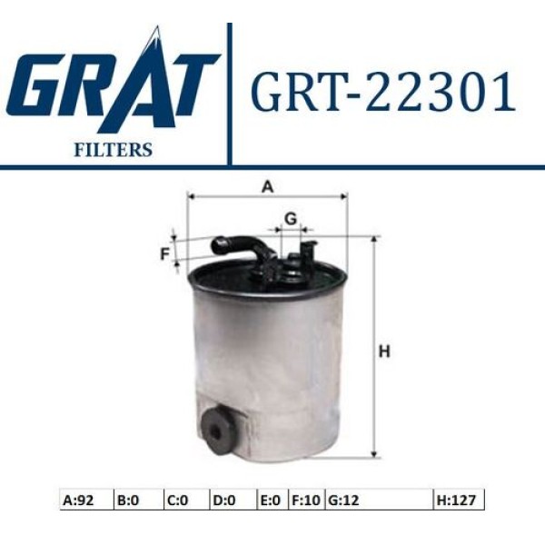 Grat 22301 Yakıt Filtresi OM611-612-647-668 Isıtmasız 6110920201 