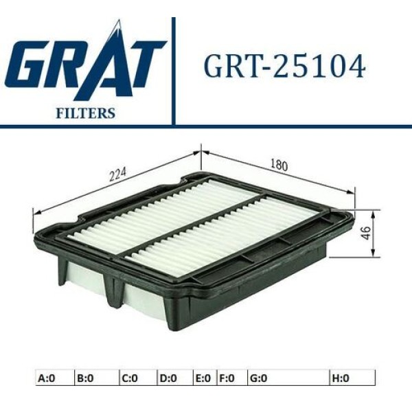 Grat 25104 Hava Filtresi Chevrolet Kalos 02-10-Aveo 05-10 1.2-1.3 96536696