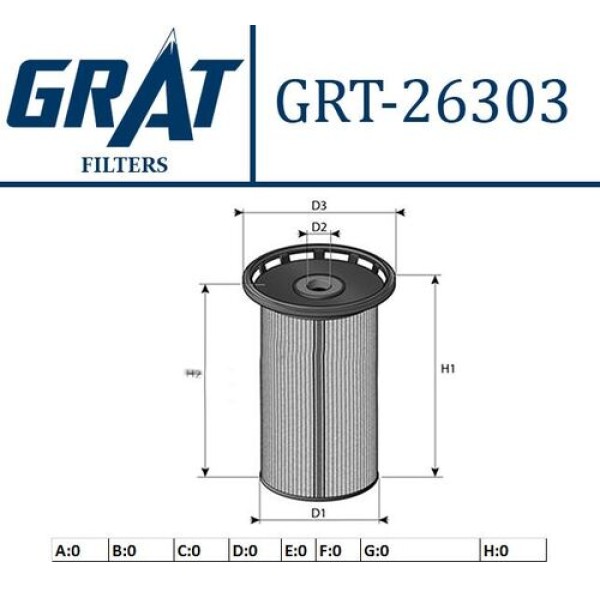 Grat 26303 Yakıt Filtresi Q3 2.0 TDI 11-Volkswagen Passat CC 2.0 TDI 08-11-Passat 1.6 TDI 2.0 TDI 9 7N0127177 