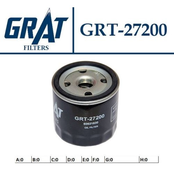 Grat 27200 Yağ Filtresi Alfa Romeo 145 95-146 1.4 1.6 96-147 1.6Ts 01-10-156 1.6Ts 00-Panda 1.2 03- 46423474 