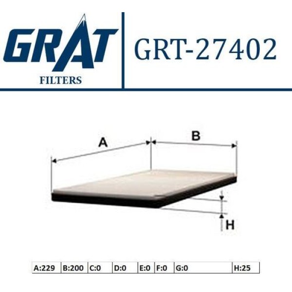 Grat 27402 Kabin Filtresi Alfa Romeo Giulietta 1.4Tb 1.6JTDM 9 50511785