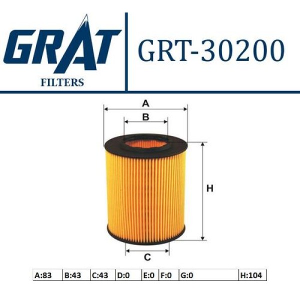 Grat 30200 Yağ Filtresi M52-54-E36-E38-E39-E46-E60-E61-E65-E66-X5 E53-X3 E83-Z4 E84 11427512300