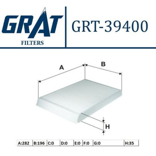 Grat 39400 Kabin Filtresi Volvo S60-V60-S80-XC60-XC70-V60-V70 07-19-Lr Freelander II 30767022 