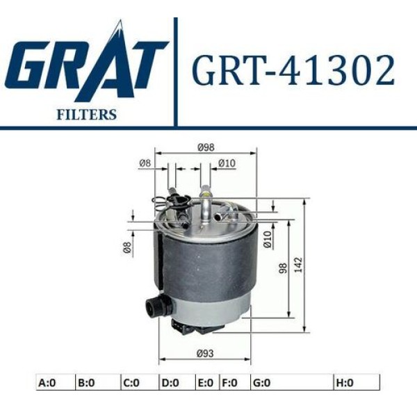 Grat 41302 Mazot Filtresi Acık Tip Süngerli Nissan Qashqai 07-11 1.5 DCI Koleos 2.0 DCI 4x3 16400JD52C 