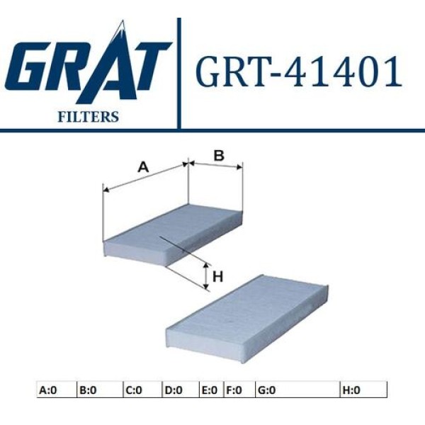 Grat 41401 Kabin Filtresi Tekli Nissan Navara D40 2.5 DCI Pathfinder R51 2.5 DCI 27274EA000