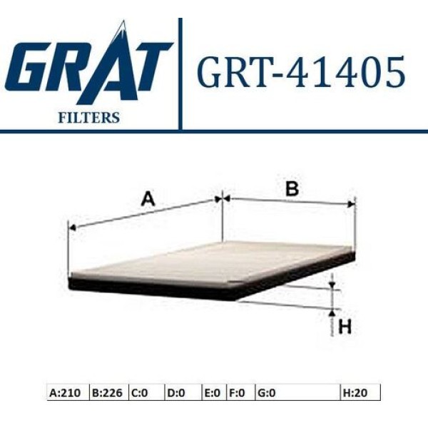 Grat 41405 Kabin Filtresi Nissan Micra 1.2-1.2Dıg 10-Note 1.5 DCI 13- 272771HE0E 