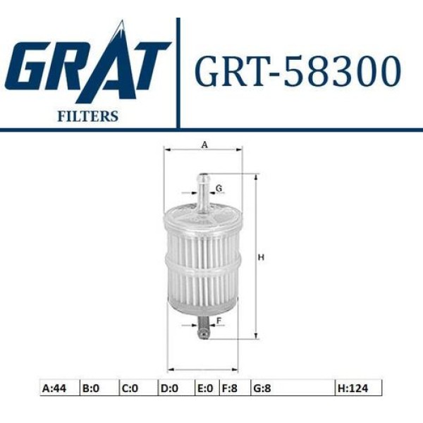 Grat 58300 Benzin Filtresi Universal Tip 82425649 