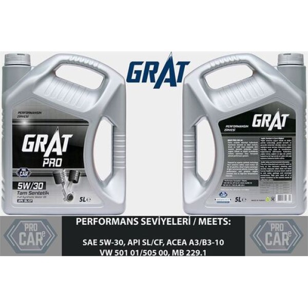 Grat 605305 Motor Yağı 5 Litre 5W30 Tam Sentetık Apı Sl-Cf 