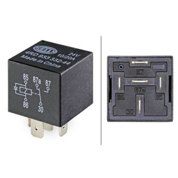 Hella 4RD933332441 Mini Röle (Değiştirici) M-Benz-DAF-Man-Iveco- Renault-Volvo 24V 20A 5 Pinli Braketsiz 0005455805