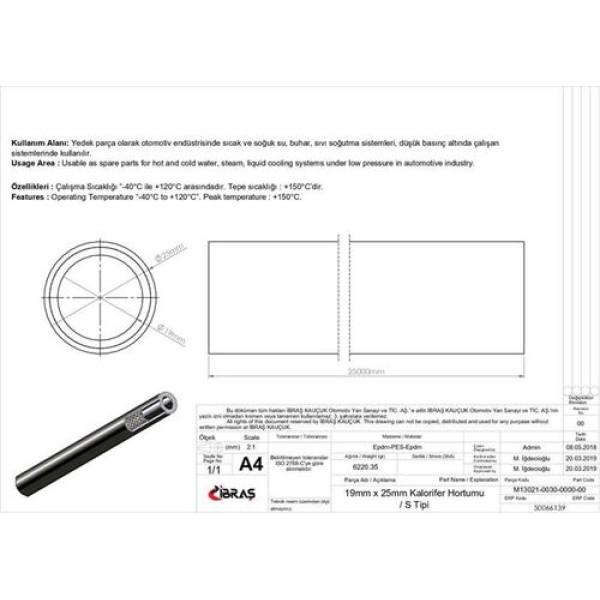 İbraş 66139 19mm 25mm Universal Kalorifer Hortumu S Tipi