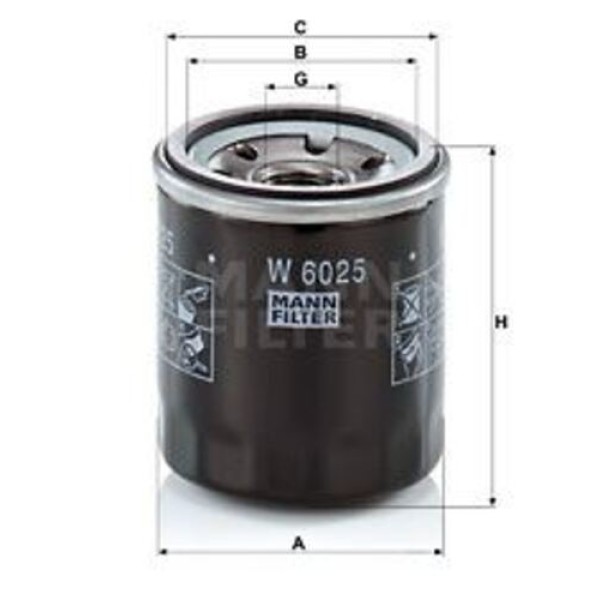 MANN W6025 Yağ Filtresi Nissan Almera 00-Juke 10-Micra 05-Note 06-Primera 00-Qashqai 07-Benzinli FO-011A 