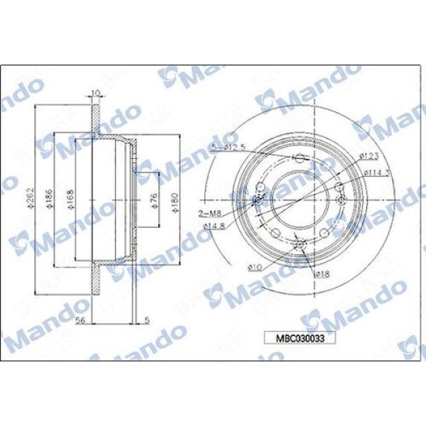 Mando MBC030033 Arka Fren Aynası Diski Hyundai I30 07 12 ix35 10-Ceed 06-Sportage 10-262mm 584111H300 