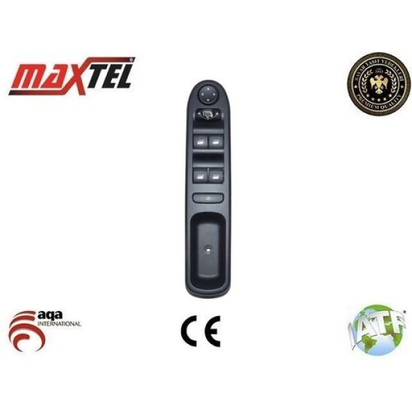 Maxtel 18211016 Cam Açma Anahtarı Kumanda Anahtarı Ön Sol P307 Dörtlü 9 Fıs (Ayna Katlamalı) 6554.KT 