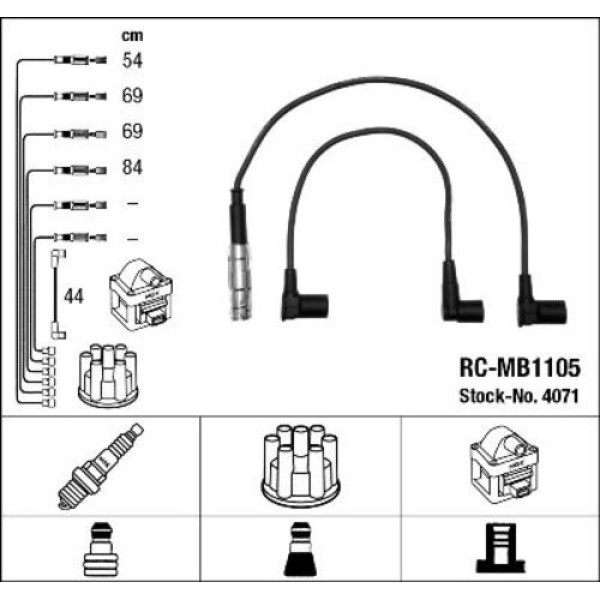 NGK 4071 Ateşleme Kablosu Seti M102 M111 190 W201 85-93 W123 80-85 C123 80-85 W124 85-93 C124 87-91 A1021501918