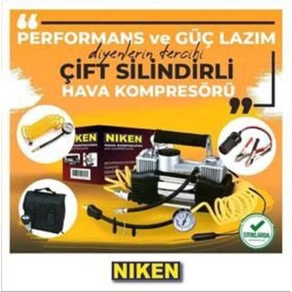 Niken 0250010601 Hava Kompresoru Metal Çift Silindir 12V 