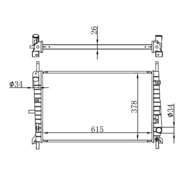 Oris BFR078026 Radyatör Brazing Kalın Tip Ford Mondeo 92-96 1.6L-1.8I-2.0I 615X378X26 Mek XS7H8005HA 
