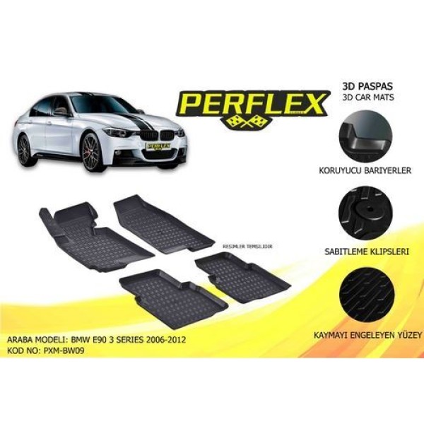 Perflex PXM-BW09 Paspas 3D Havuzlu X-Mat BMW E90 3 Serisi 2006-2011 