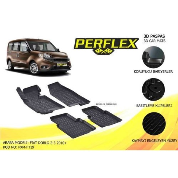 Perflex PXM-FT19 Paspas 3D Havuzlu X-Mat Doblo 2 10-14 