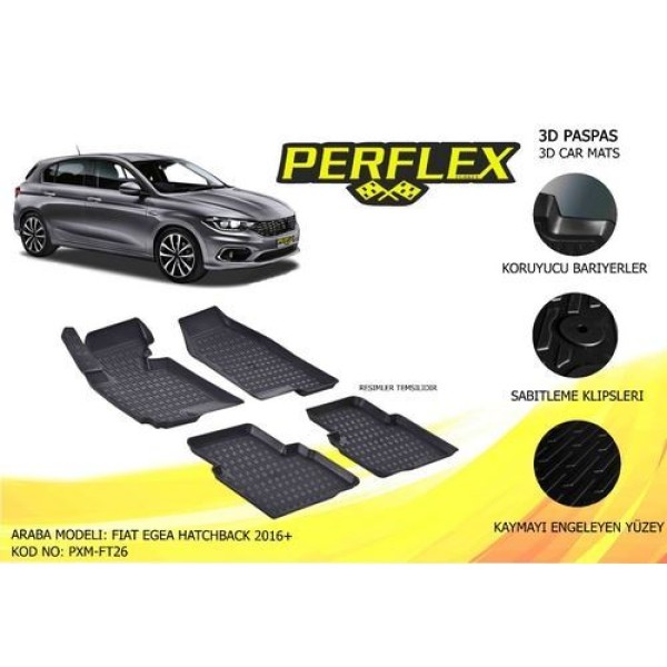 Perflex PXM-FT26 Paspas 3D Havuzlu X-Mat Egea Hatchback 15-