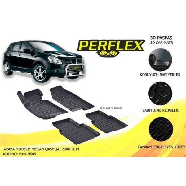 Perflex PXM-NS05 Paspas 3D Havuzlu X-Mat Nissan Qashqai 2007-2012 J10 Kasa