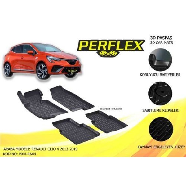 Perflex PXM-RN04 Paspas 3D Havuzlu X-Mat Clio 4 HB 2013-2018 
