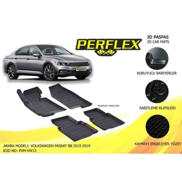 Perflex PXM-VW13 Paspas 3D Havuzlu X-Mat Passat B8 2014