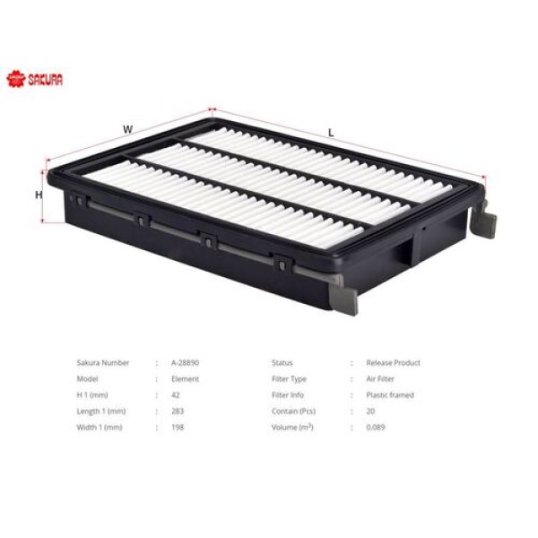 Sakura A28890 Hava Filtresi.Kore Tucson Benzin 2015- 28113D3300 