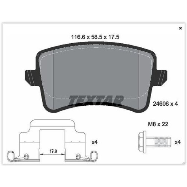 Textar 2460602 Fren Balatası Arka Gdb1765-Fdb4050 Volkswagen A4-A5-Q5 Bm 08- 8K0698451A 