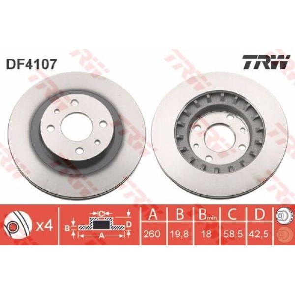 TRW DF4107 Ön Fren Aynası Lada Kalina 2004- Priora 2008- 110 1996- 111 2000- 112 1995- 21123501070