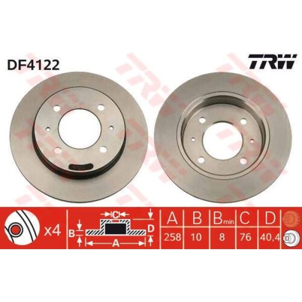 TRW DF4122 Arka Fren Aynası Elantra 00-06 Lantra 90-95 258X10X8 5841129310
