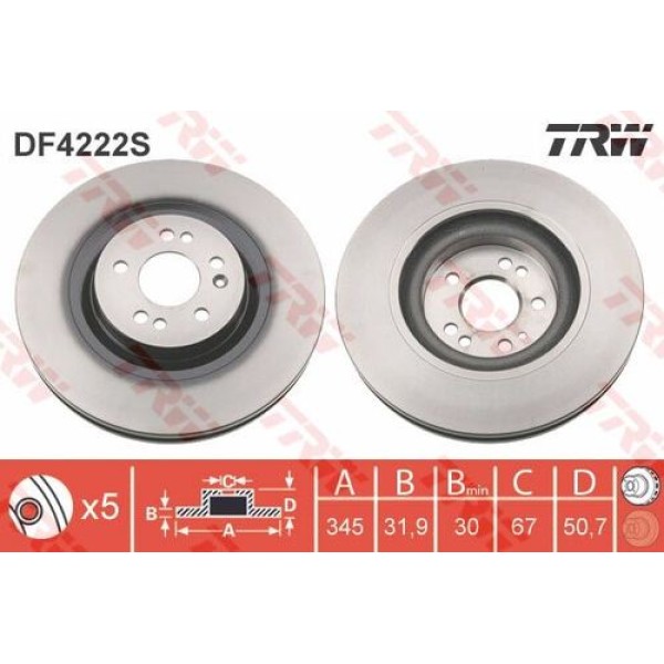 TRW DF4222S Fren Diski Ön ML-Serisi W163 98-04 A1634210512