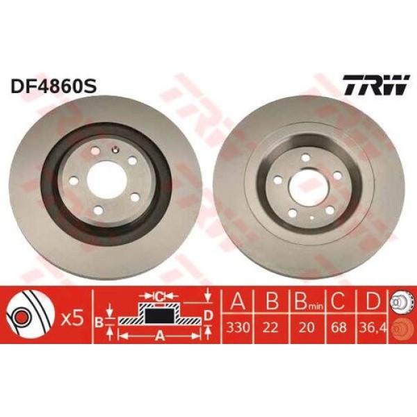 TRW DF4860S Arka Fren Disk Aynası Audi A4 A5 A6 A7 A8 Q5 Porsche Macan 08- 8K0615601C 