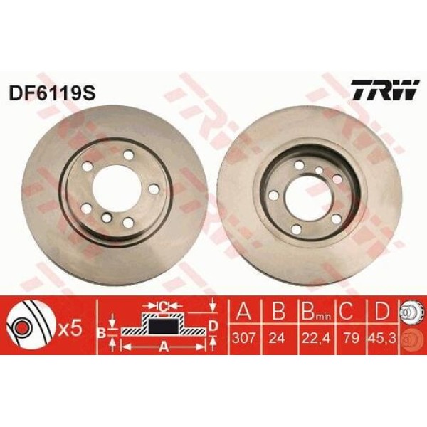 TRW DF6119S Fren Diski Ön Mini Countryman Paceman R60 R60 34119804829
