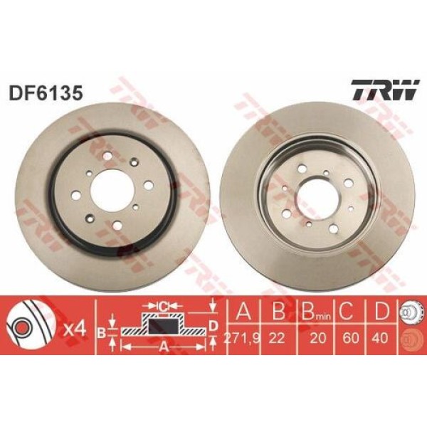 TRW DF6135 Ön Fren Aynası Swift IV Fz-Nz 1.2 4x4-1.2-1.3 DDIS-1.6 10 Hava Kanallı 5531168L50 