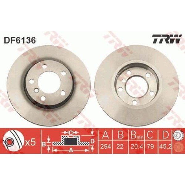 TRW DF6136 Fren Diski Ön Mini R60 R60 34119804828 