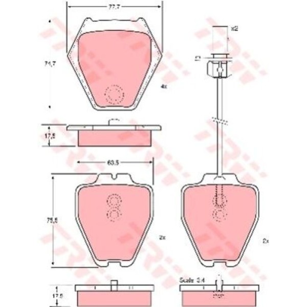 TRW GDB1381 Disk Balata Ön Audi-A4 B5 8D2-A4 B5 Avant 8D5-A6 C5 4B2-A6 C5 Avant 4B5-Allroad C5 4Bh Volk 4B0698151L