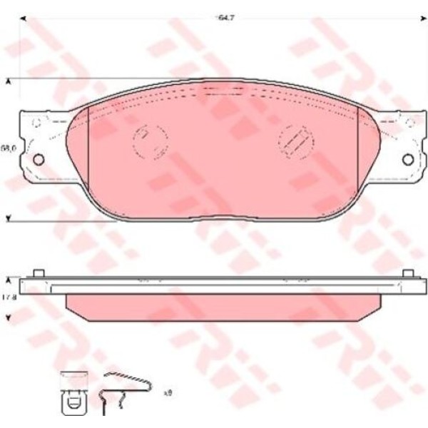 TRW GDB1510 Ön Balata Jaguar Stype 2.5 V6-2.7D 3.0 4.0 4.2 V8 2002 2007 XJ 2.7D 3.0 3.5 4.2 2003 2009 U XR830139 