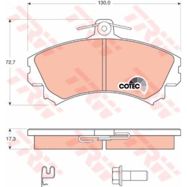 TRW GDB1584 Ön Fren Balatası Colt VI 1.1.1.3.1.5 06 04 Balata Kalınlıkgı 17.3mm MR977117