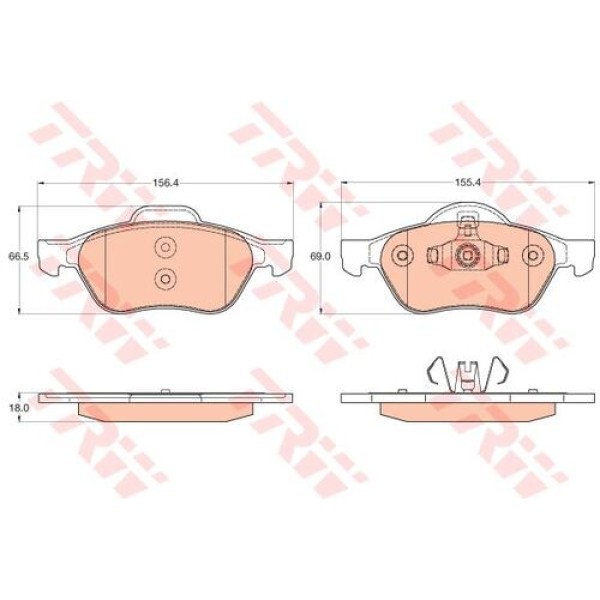 TRW GDB2053 Ön Fren Balatası Renault Megane II 05-Grand Scenic II III 05-Clio III 04-1.5 1.6 16V 1.9 D 2.0 16V 2.0 15 8671016654 