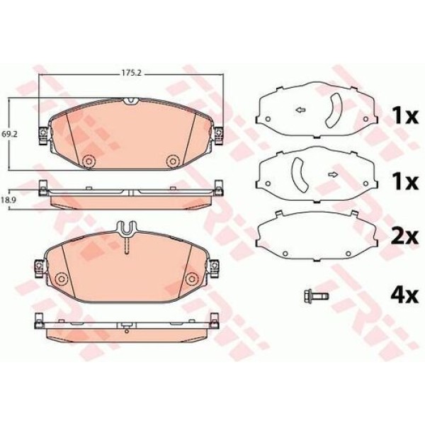 TRW GDB2097 Fren Balatası Ön W205 14-C205 15-W213 16-S213 16-A238 17-C238 17- 0004209300