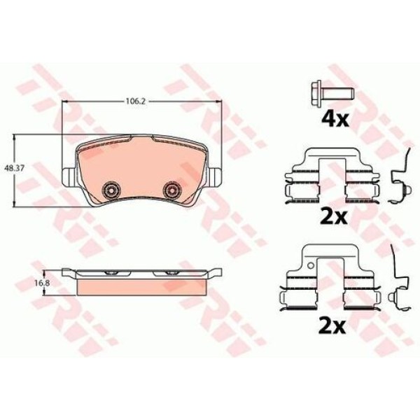 TRW GDB2125 Arka Balata Mondeo 07 Galaxy 06 Sma06 Volvo S60 S80 06 V70 07 V60 XC60 Freelander 2.2 06 31317483 31317483