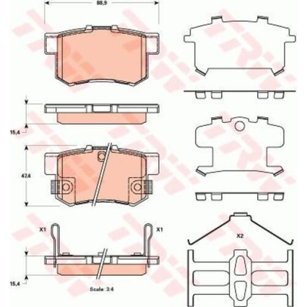 TRW GDB3519 Ön Balata Forester 08-13 Impreza 08-12 Legacy 12-14 XV12 26296AG040