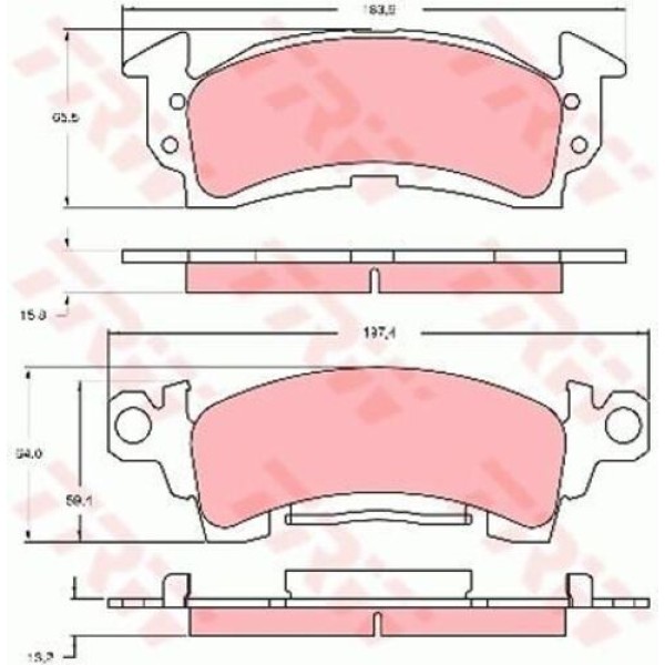 TRW GDB742 Disk Fren Balatası Ön Astro 1984-2005-Blazer K5 1985-1989-Camaro 1974-1979-Caprıce 1970-1990-Caprıce 12300213