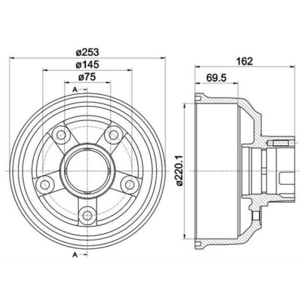 Wagenburg 20255003 Arka Fren Kampanası Kia Bongo 2700 K2500 2003-(220mm) 0K60B26251A 