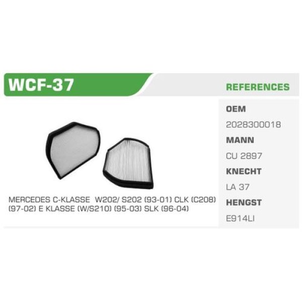 Winkel WCF-37 Polen Filtresi Mercedes C Class W202 93-01 W210 95-03 Crossfire Kolı: 20 Ad