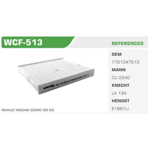 Winkel WCF-513 Polen Filtresi Scenic II Scenic 99-Kolı: 64 Ad 