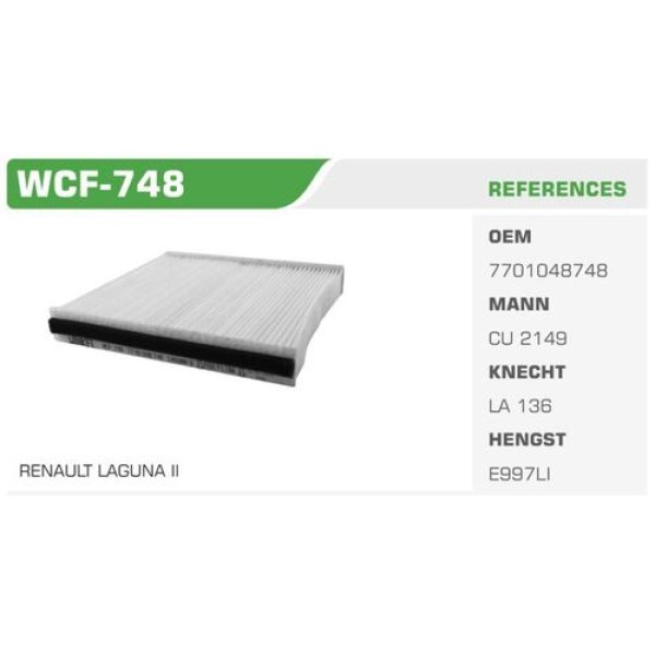 Winkel WCF-748 Polen Filtresi Laguna II 00-Kolı: 64 Ad