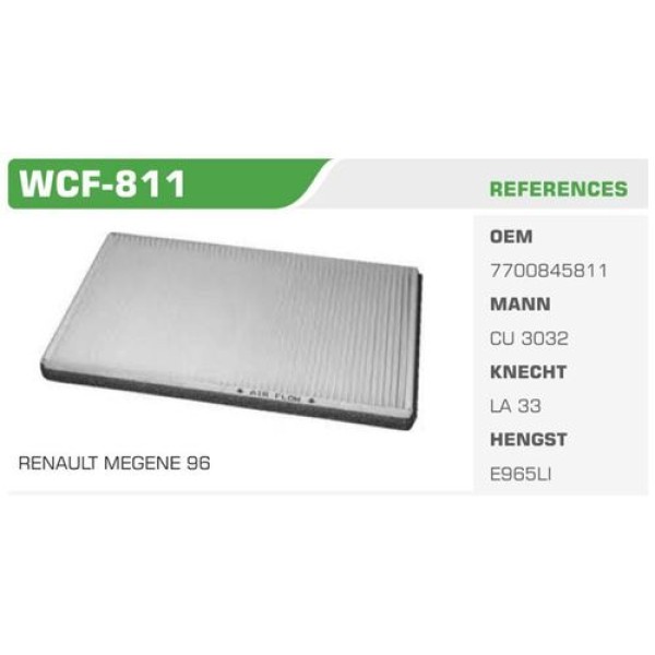 Winkel WCF-811 Polen Filtresi Megane I Classic 96-Kolı: 68 Ad FN7007