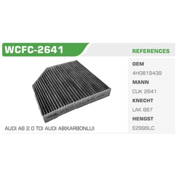 Winkel WCFC-2641 Polen Filtresi A6 11-A7 10-A8 12-Karbonlu Kolı: 27 Ad FN8304