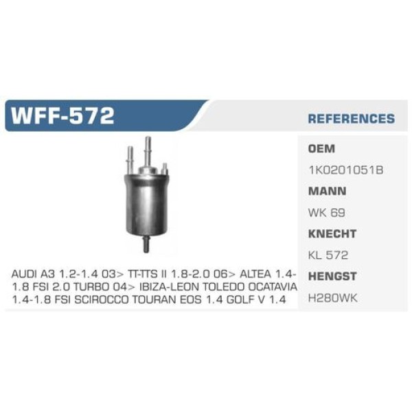 Winkel WFF-572 Benzin Filtresi Golf V Passat Touran A3 1.6 FSI 2.0 FSI Kolı: 24 Ad FN2010